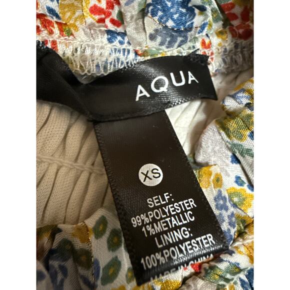 Aqua Multicolor Floral Smocked Tiered Ruffle Long Sleeve Mini A-line Dress Sz XS - Picture 3 of 3